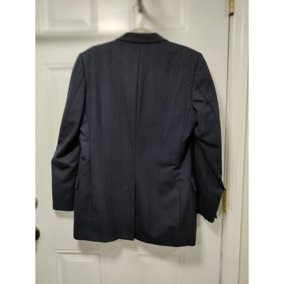 Vintage Yves Saint Laurent Mens Navy Two Piece Suit Striped Blazer Coat 42 - Picture 11 of 16